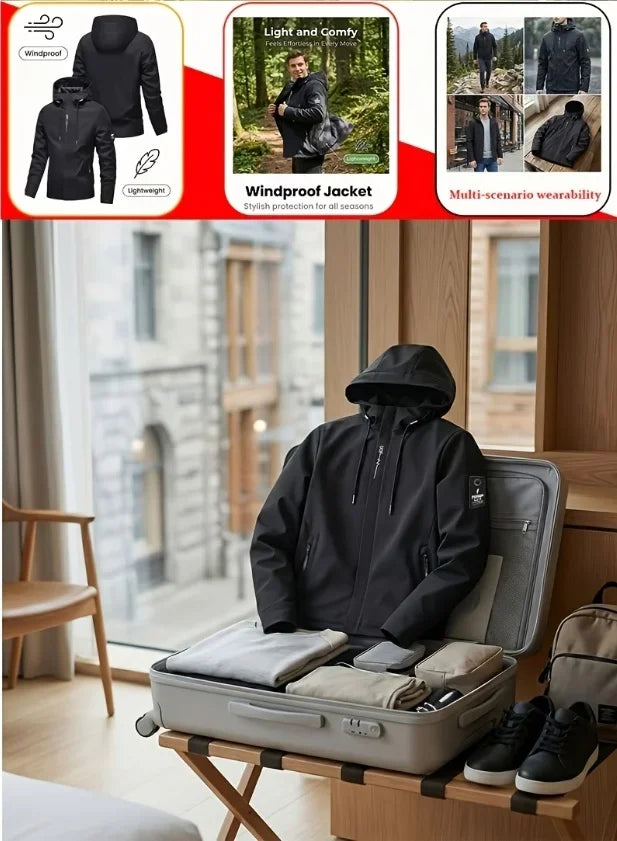 Men's Animal Print Hooded Zip-Up Jacket