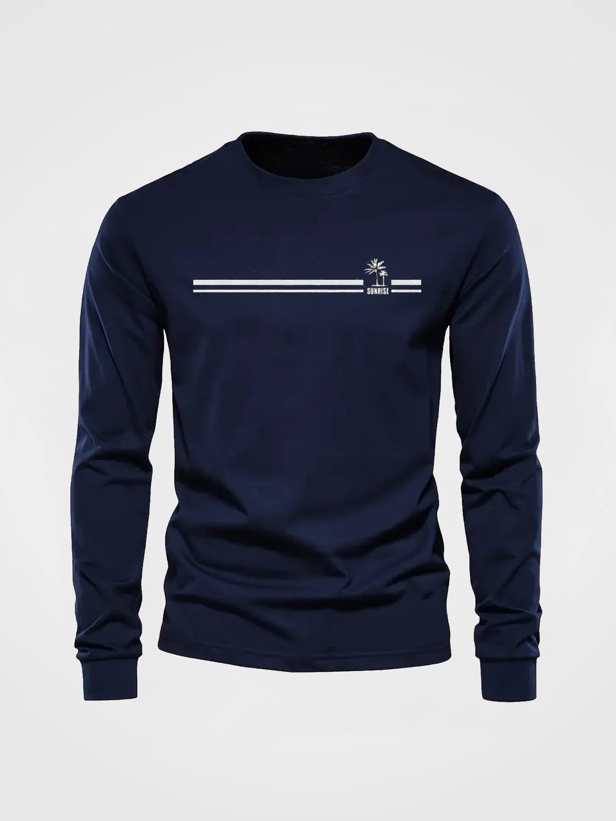 Men's Palm Tree Print Long-Sleeve Casual T-Shirt