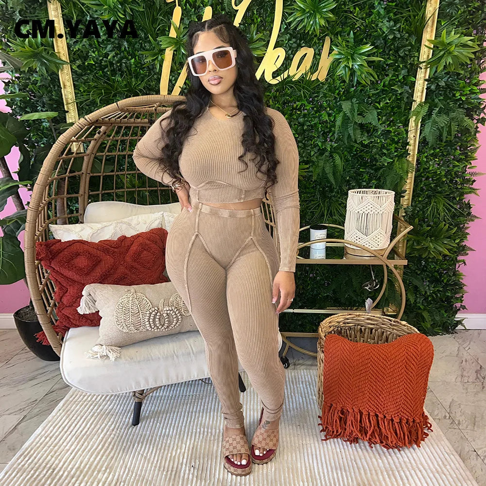 Women's Ribbed Top & Leggings Set