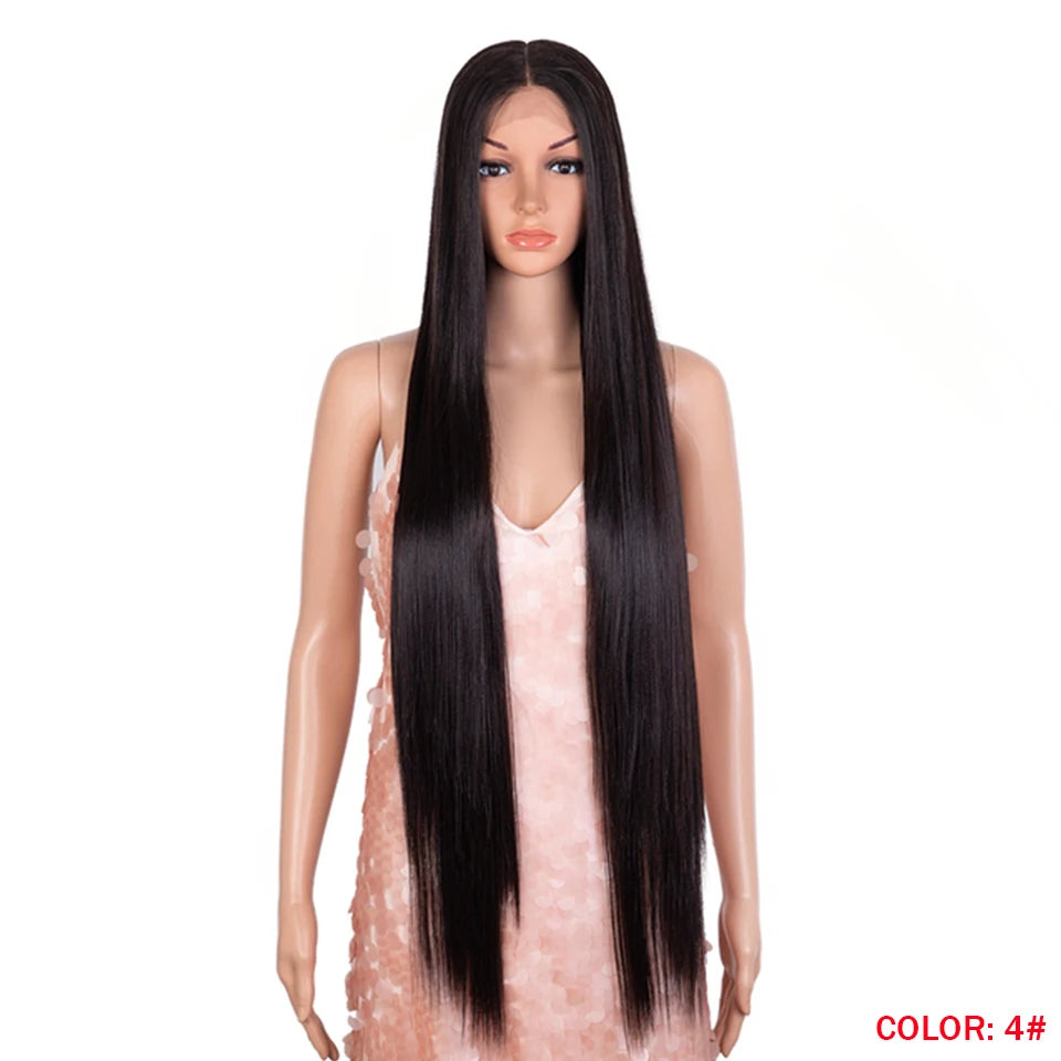 38 Inch Straight Hair Synthetic Lace Front Wig High Temperature Fiber - OSASCO