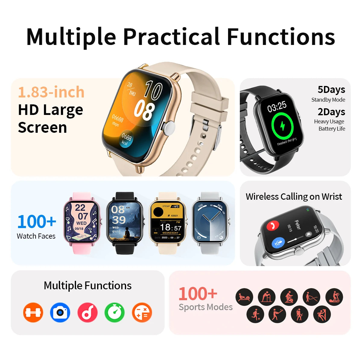 Children's 1.83-Inch Calling Smartwatch with Sleep Features