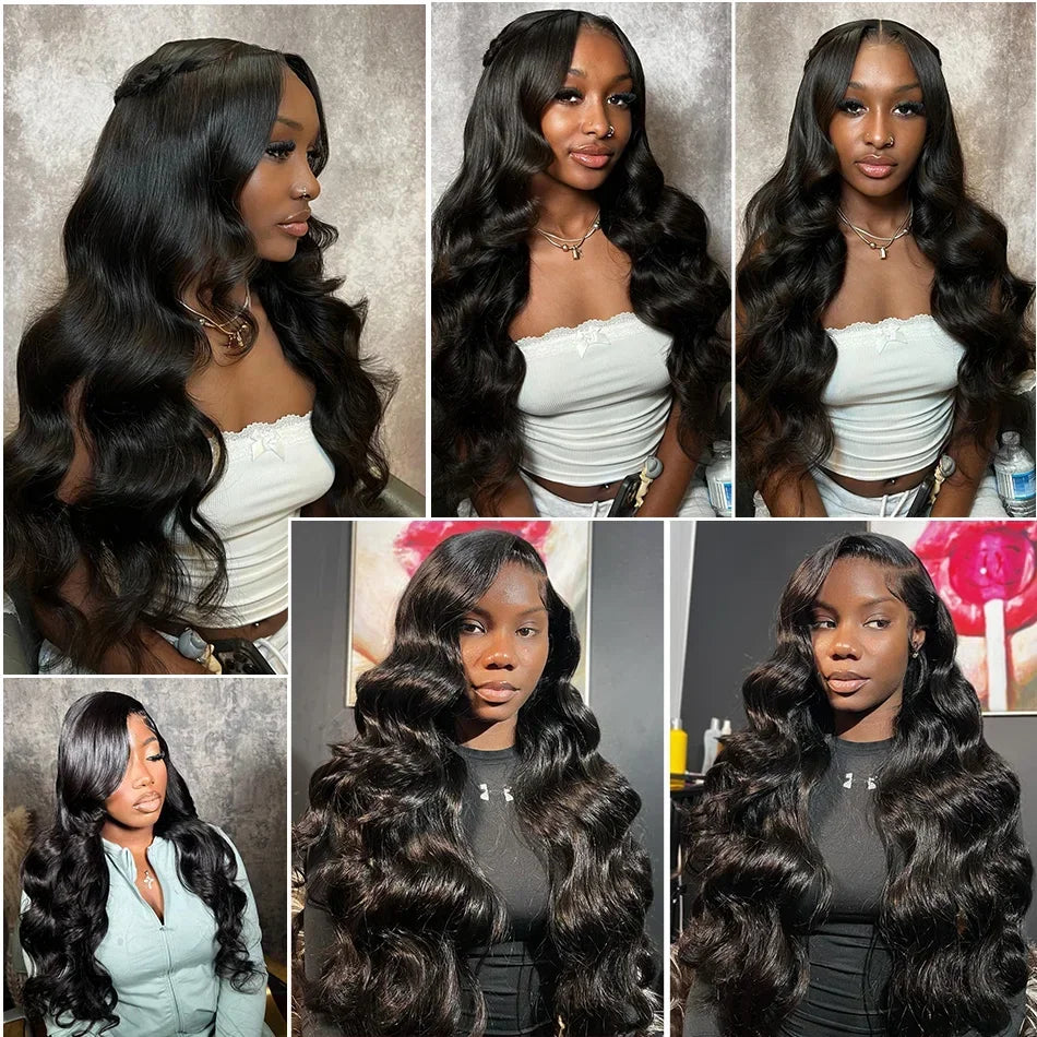 Glueless Black Body Wave Human Hair Lace Wig — product view