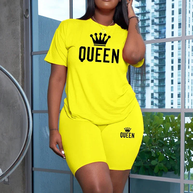 Women's Graphic Print Top & Shorts Set