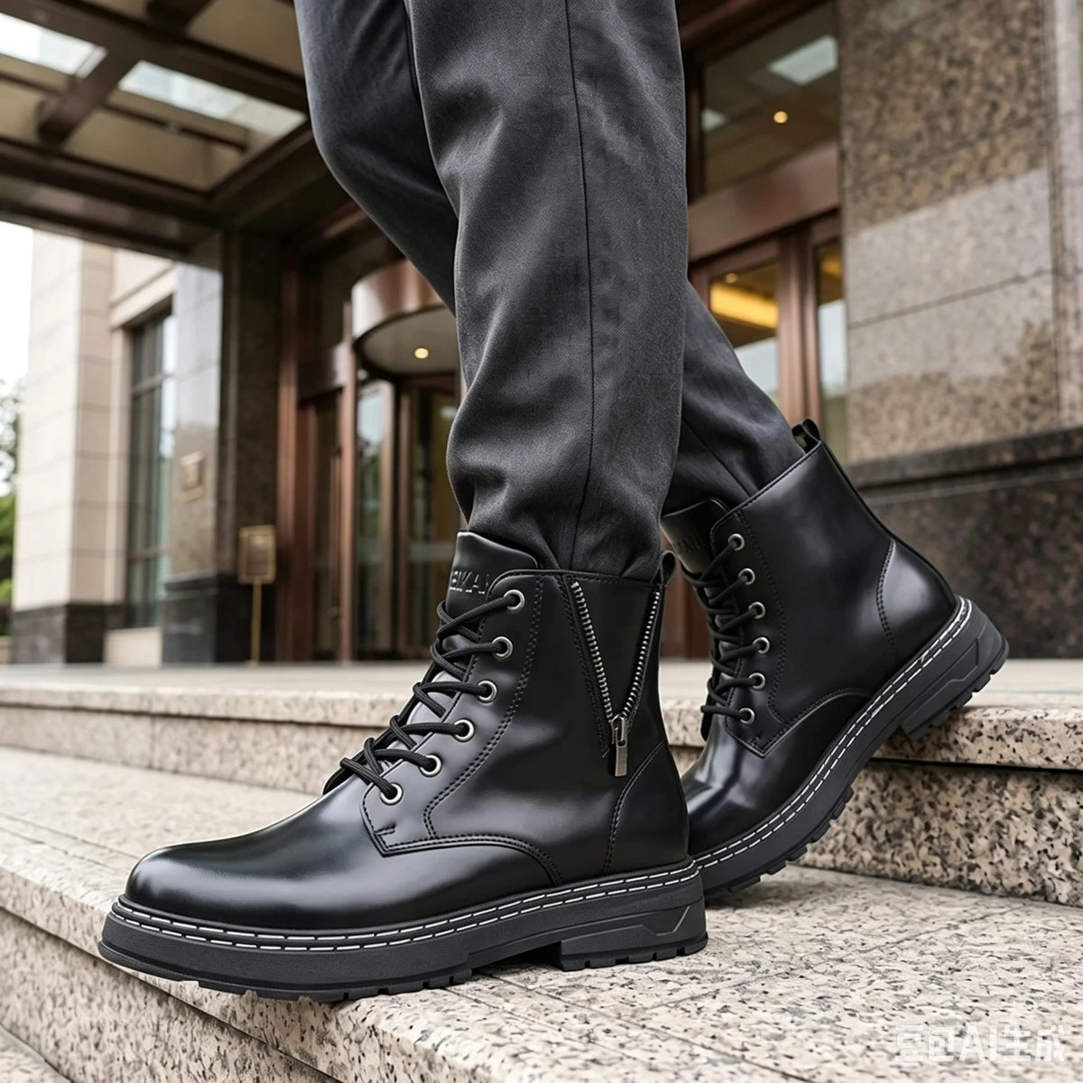 Bottines montantes pour homme à zip latéral