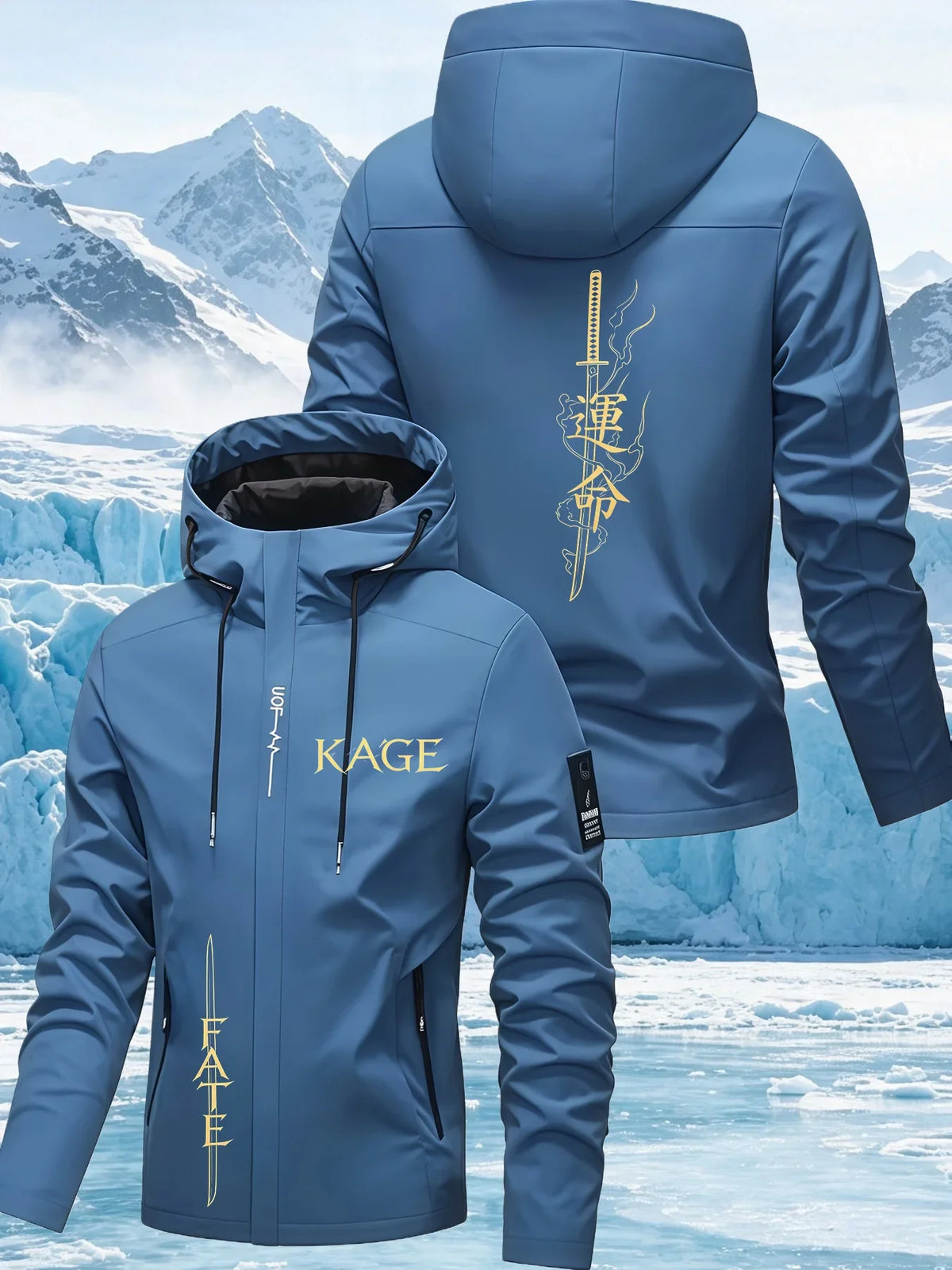Men's Graphic Print Hooded Zip-Up Jacket