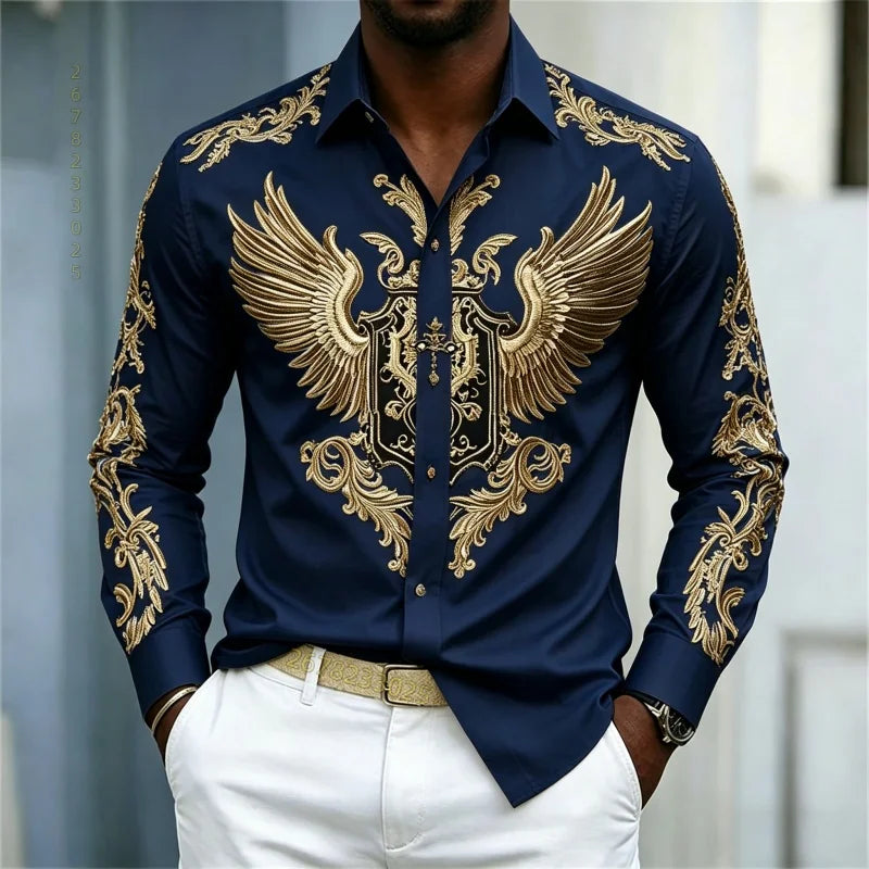 Men's Animal Print Long-Sleeve Casual Shirt