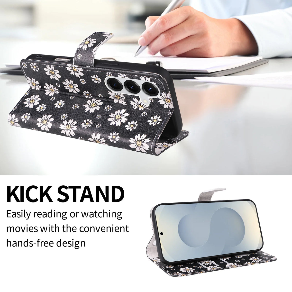 Floral Print Flip Wallet Phone Case for Samsung Galaxy A36, A37, A34, A35, A32 5G, A33 5G, A31, A32 4G, A27, A30, A25, A26, A22 5G, A23, A21s, A22 4G, A17, A20, A15, A16, A13, A14, A10, A12, A06, A07, A05, A05s, A03 Core, A04, A02, A56 & More Models