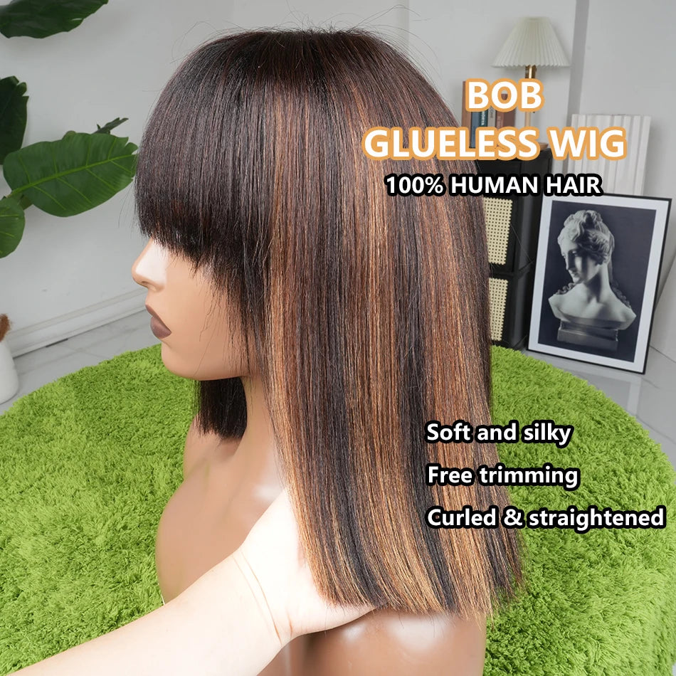 Glueless Women's Black Straight Human Hair Wig — product view