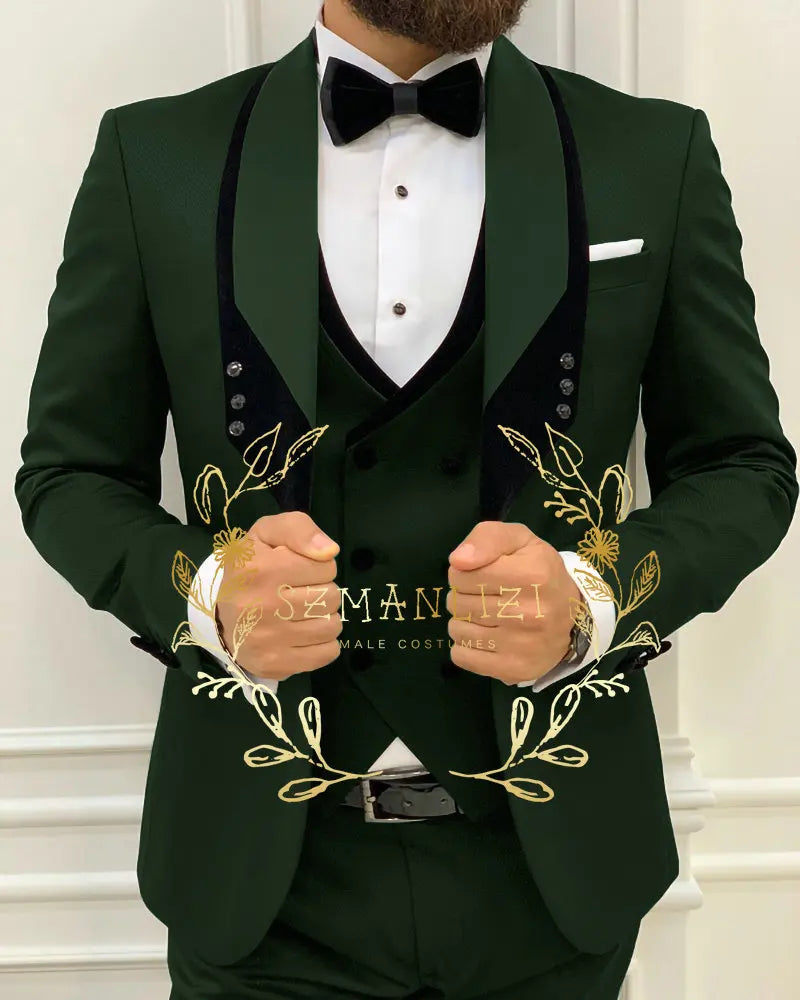 Men's Royal Blue 3-Piece Slim Fit Suit Set — product view