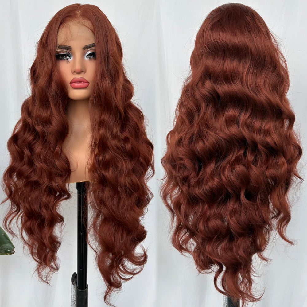 Light Brown Synthetic Lace Wig Super Long Loose Wave 13x6 Lace - OSASCO