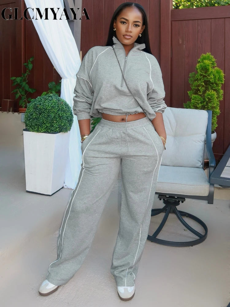Women's Sweatshirt & Wide-Leg Pants Set