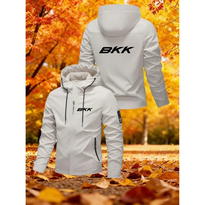 Men's Letter Print Hooded Zip-Up Jacket