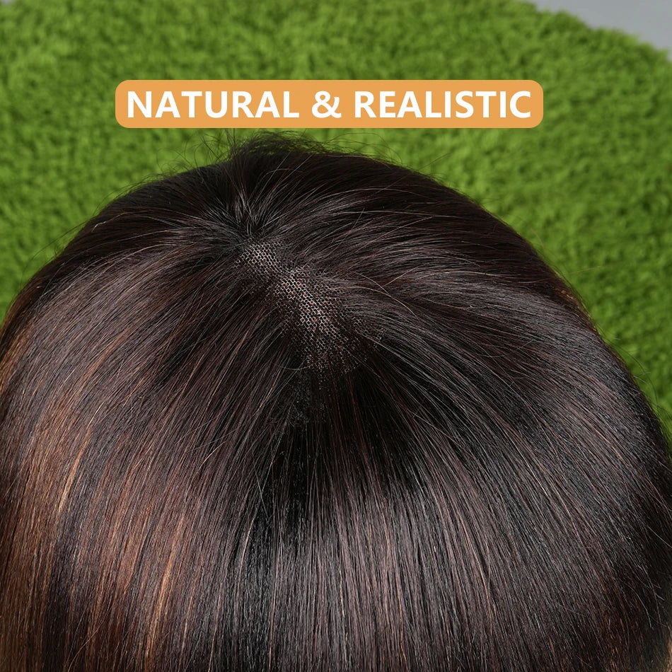 Glueless Women's Black Straight Human Hair Wig — product view