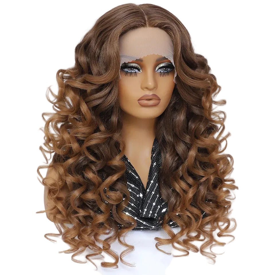 Lace Front Wig Curly Latisha Synthetic Blonde Pink Blue Black White - OSASCO