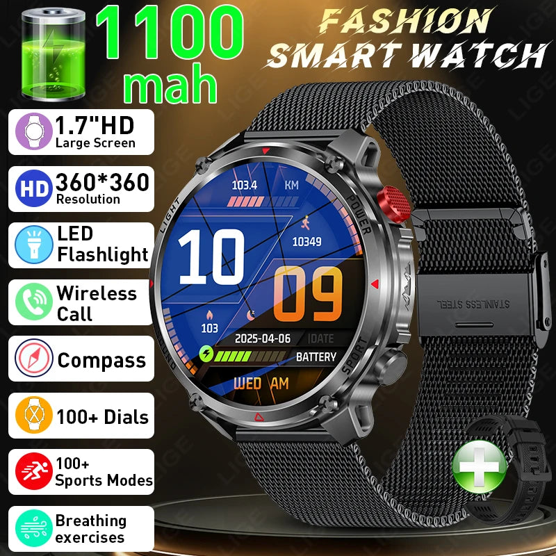 Outdoor 1.46-Inch Calling Smartwatch with Flashlight