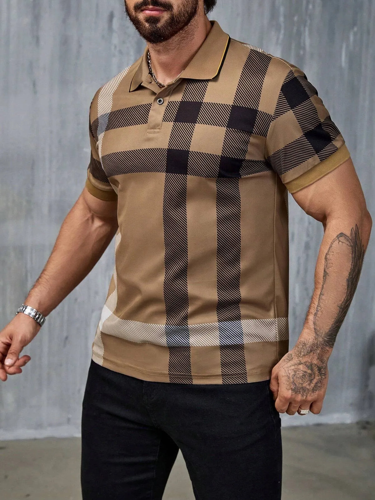 Men's Striped Short-Sleeve Polo Shirt