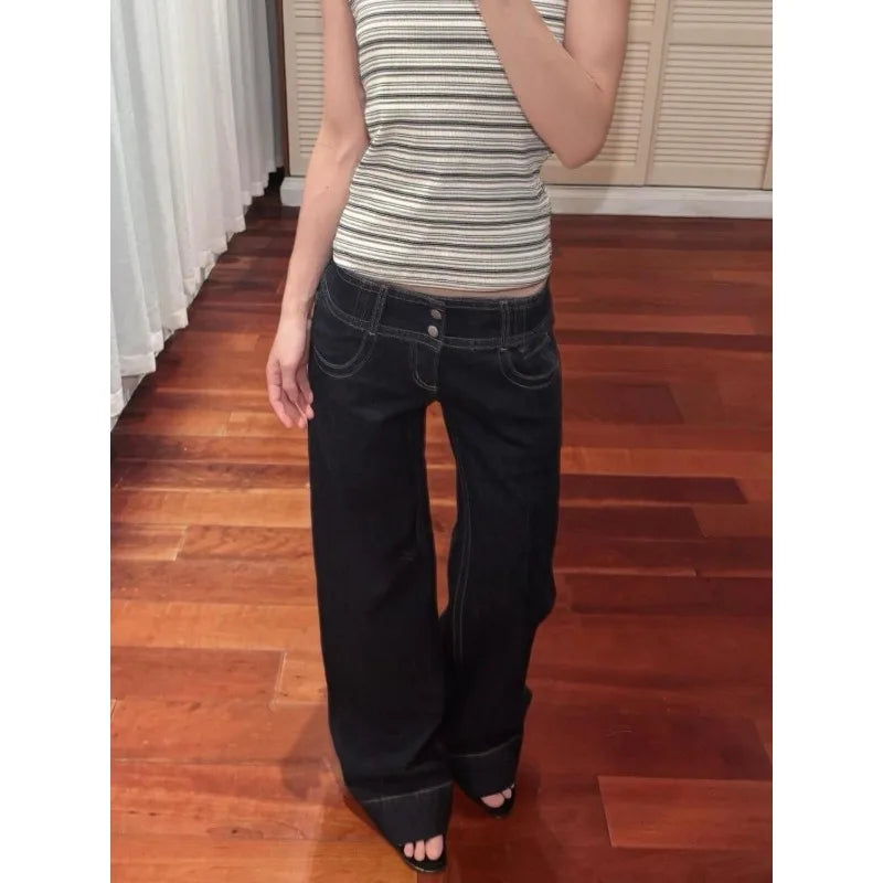 Women's Low-Rise Long Wide-Leg Jeans — product view