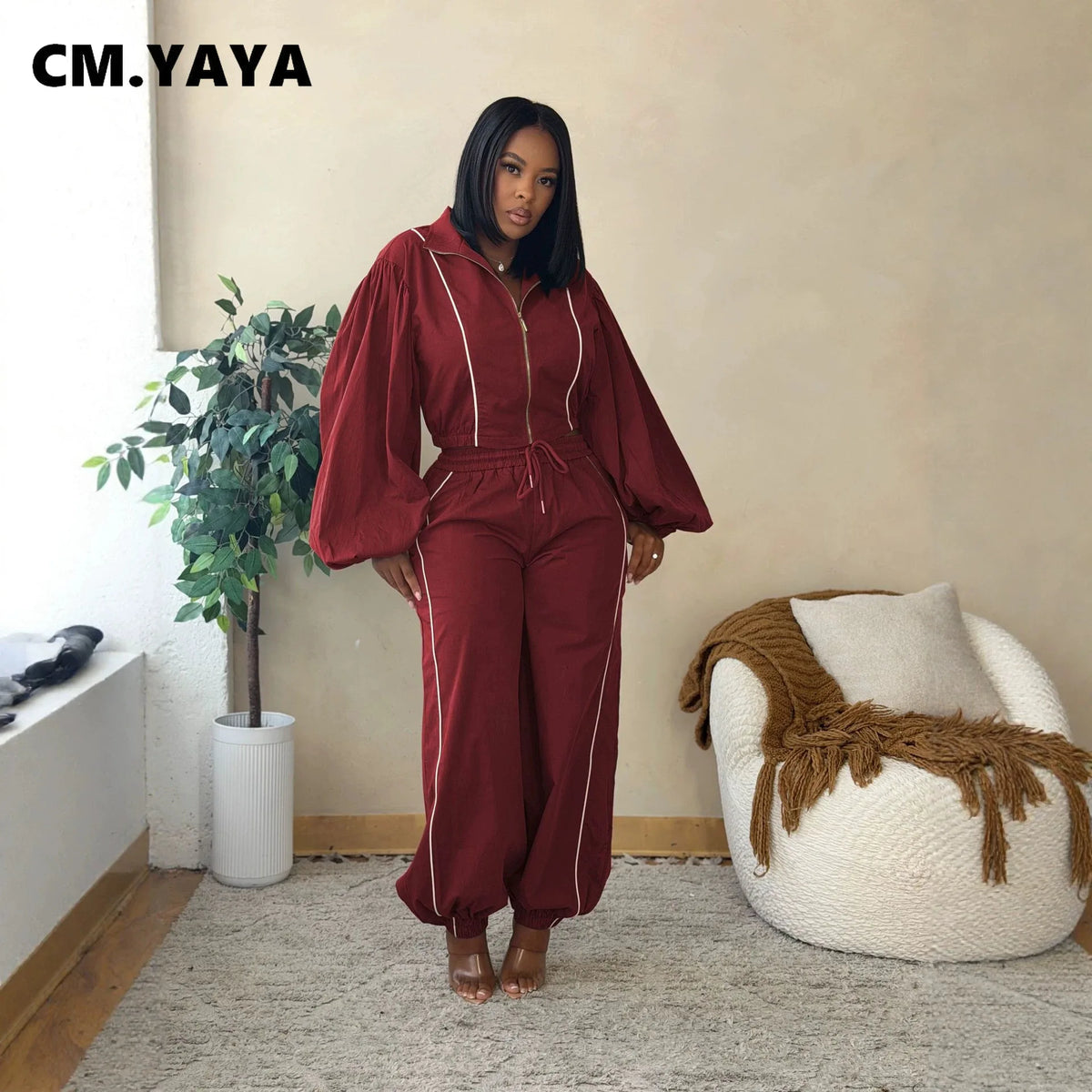 Women's Colour-Block Zip Sweatshirt & Pants Set