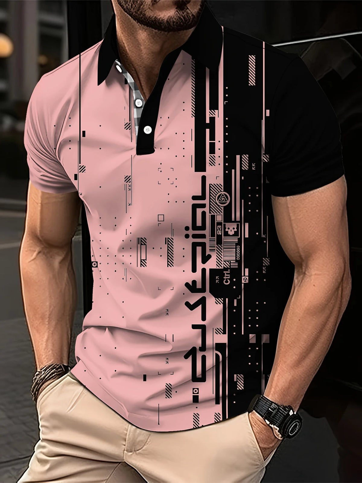 Men's Gradient Print Polo Shirt