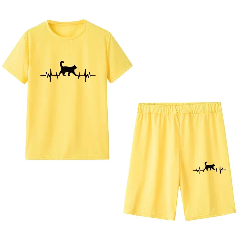 Women's Graphic Print Top & Shorts Set