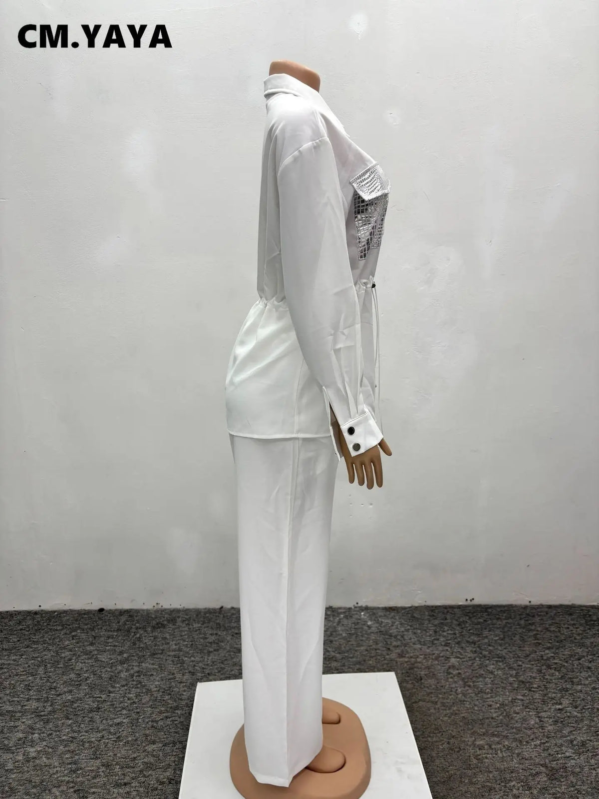 Women's Drawstring Shirt & Wide-Leg Pants Set