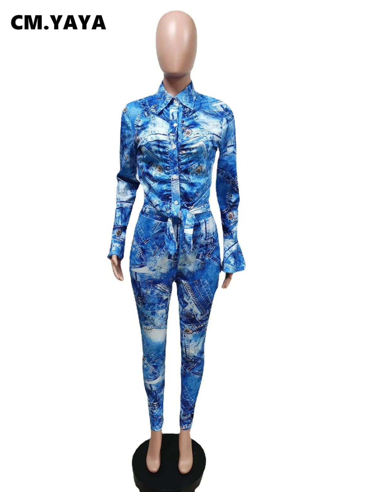 Women's Plus-Size Printed Top & Fitted Pants Set