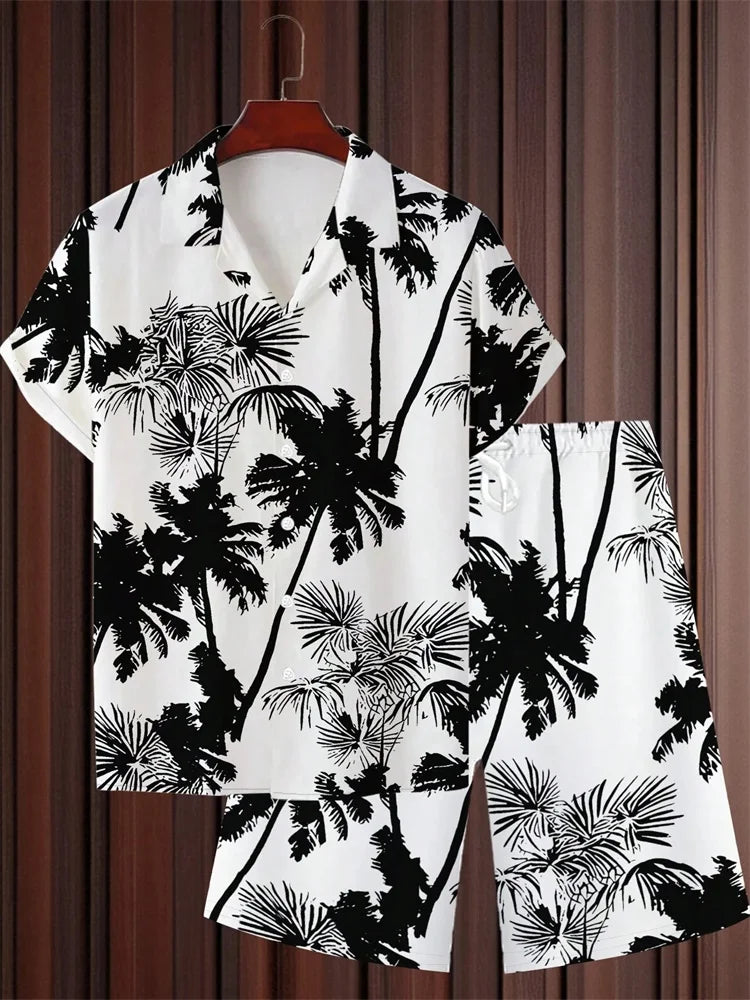Men's Graphic Print Top & Shorts Set