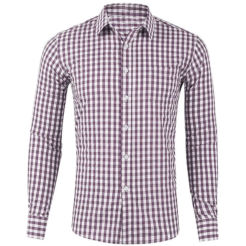 Unisex Check Print Long-Sleeve Casual Shirt