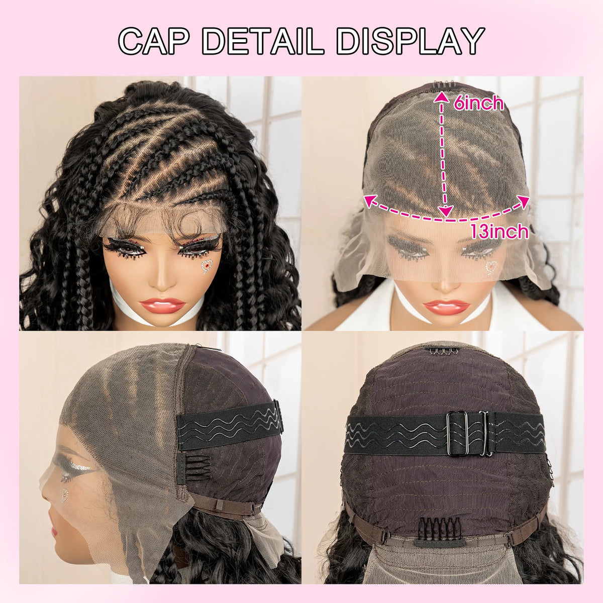26 Inches Synthetic Cornrow Braided Wig 13x6 Lace Frontal Curly - OSASCO