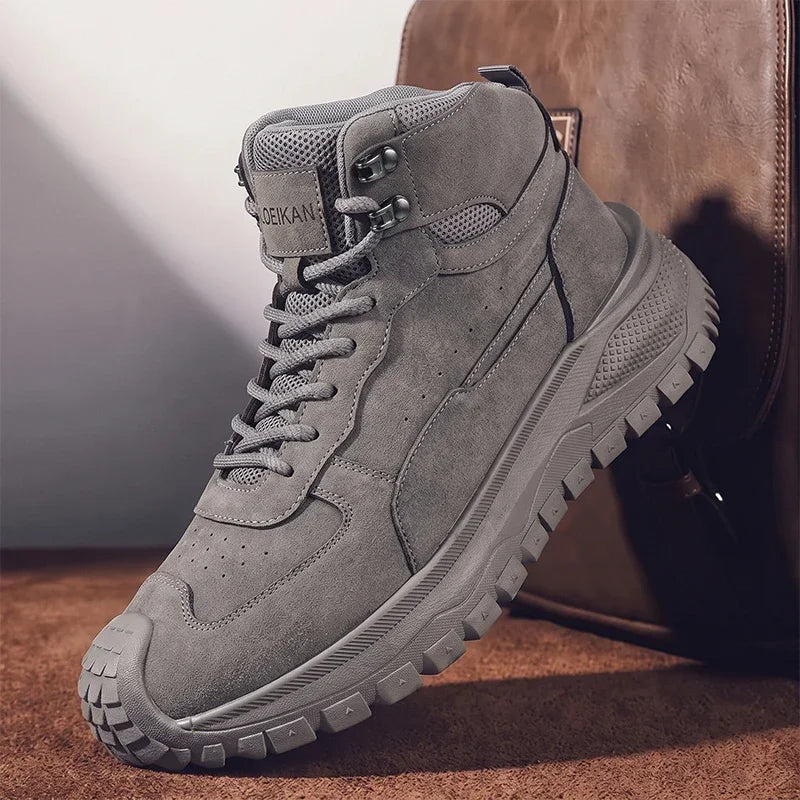 Men's Panelled Lace-Up High-Top Boots