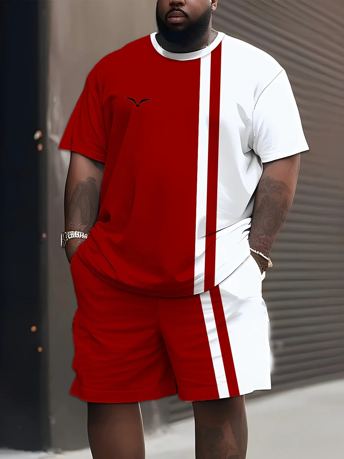 Men's Graphic Print Top & Shorts Set