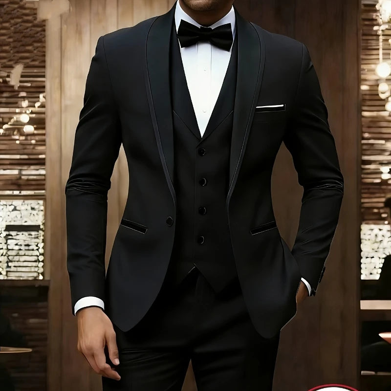 Men's Three-Piece Groom & Groomsman Suit