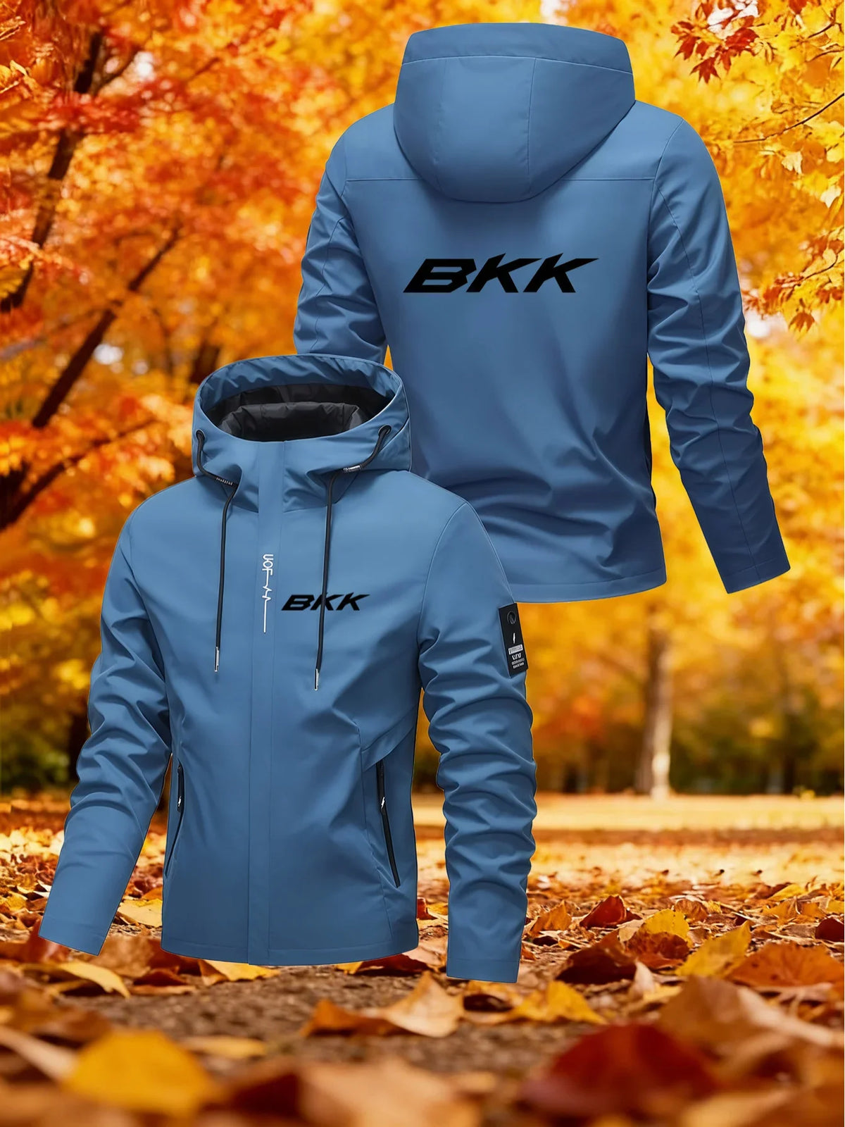 Men's Letter Print Hooded Zip-Up Jacket