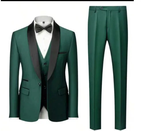 Men's Black Slim Fit Three-Piece Suit