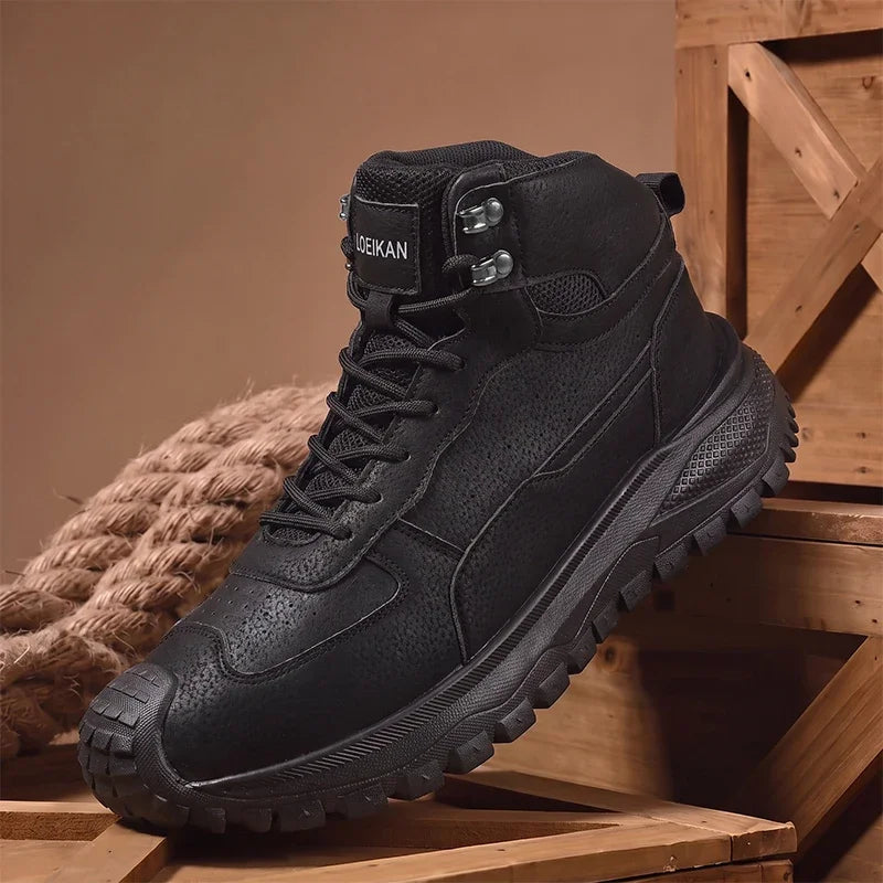 Men's Panelled Lace-Up High-Top Boots