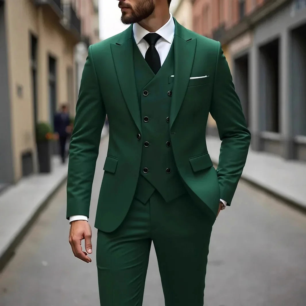 Men's Peak-Lapel Three-Piece Suit