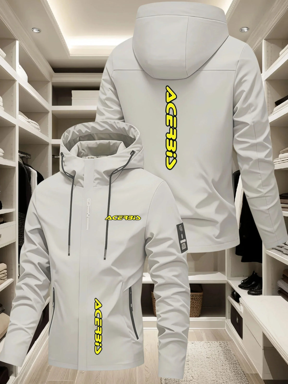 Men's Graphic Print Hooded Zip-Up Jacket