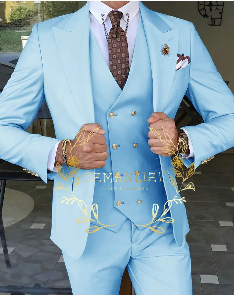 Men's Beige 3-Piece Suit Set — product view