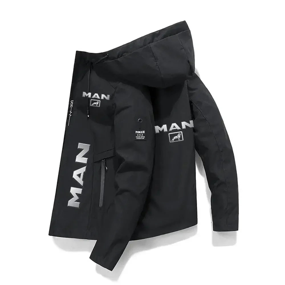 Men's Graphic Print Hooded Zip-Up Jacket