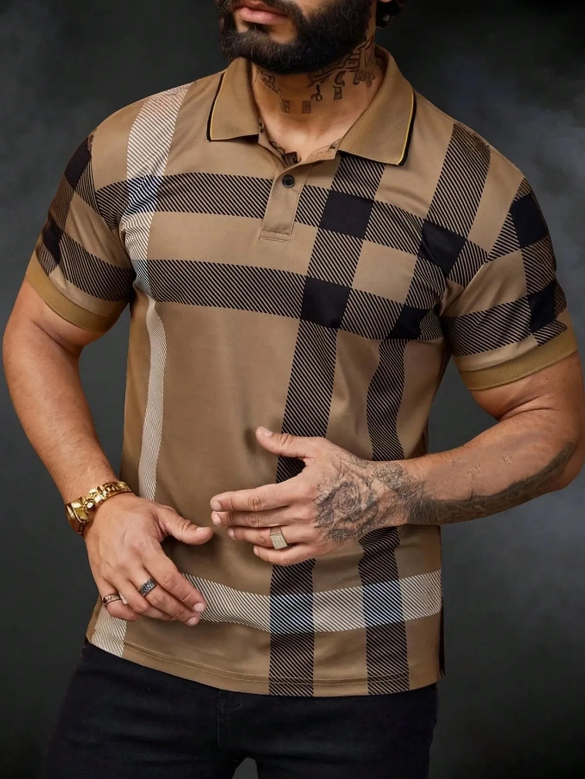 Men's Striped Short-Sleeve Polo Shirt