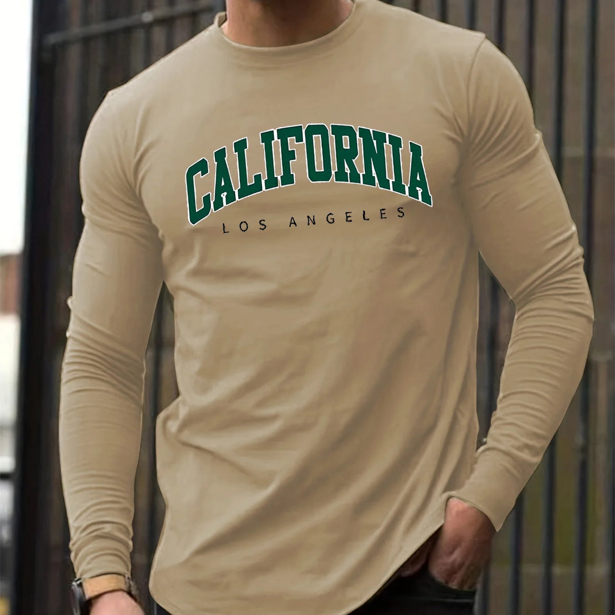 Men's Letter Print Long-Sleeve Casual T-Shirt
