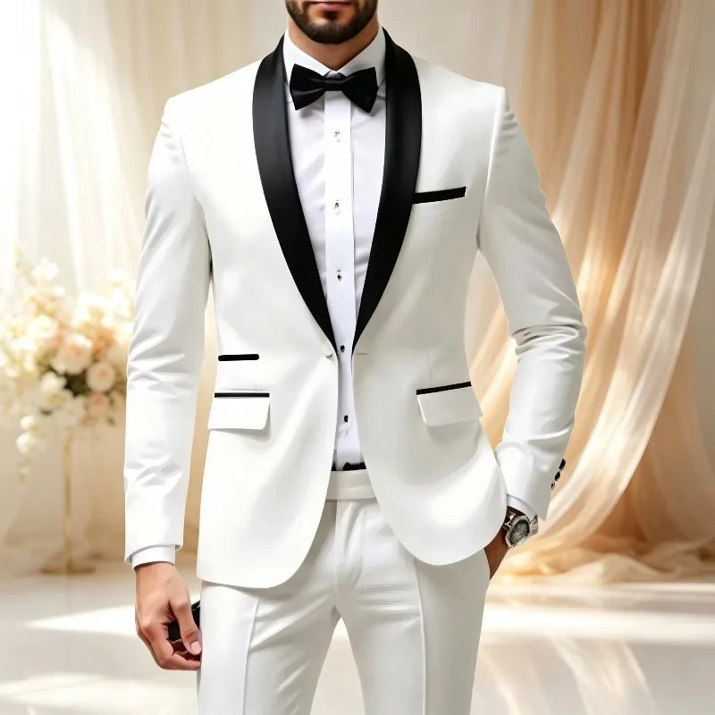 Men's Solid-Colour Two-Piece Wedding Suit