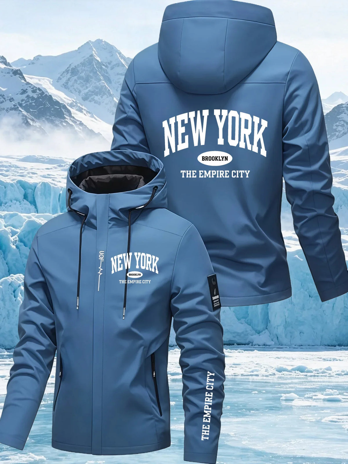 Men's Letter Print Hooded Zip-Up Jacket