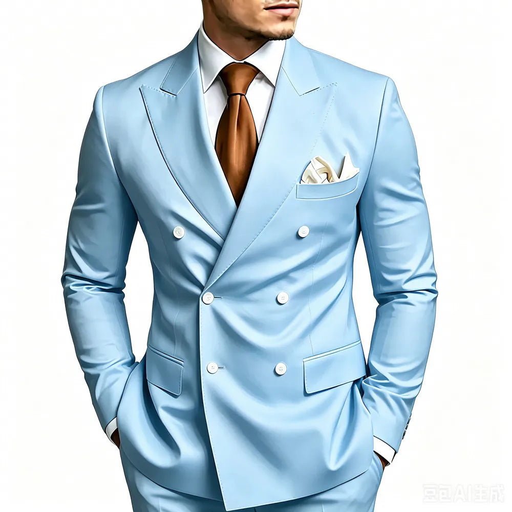 Men's Peak-Lapel Double-Breasted Suit