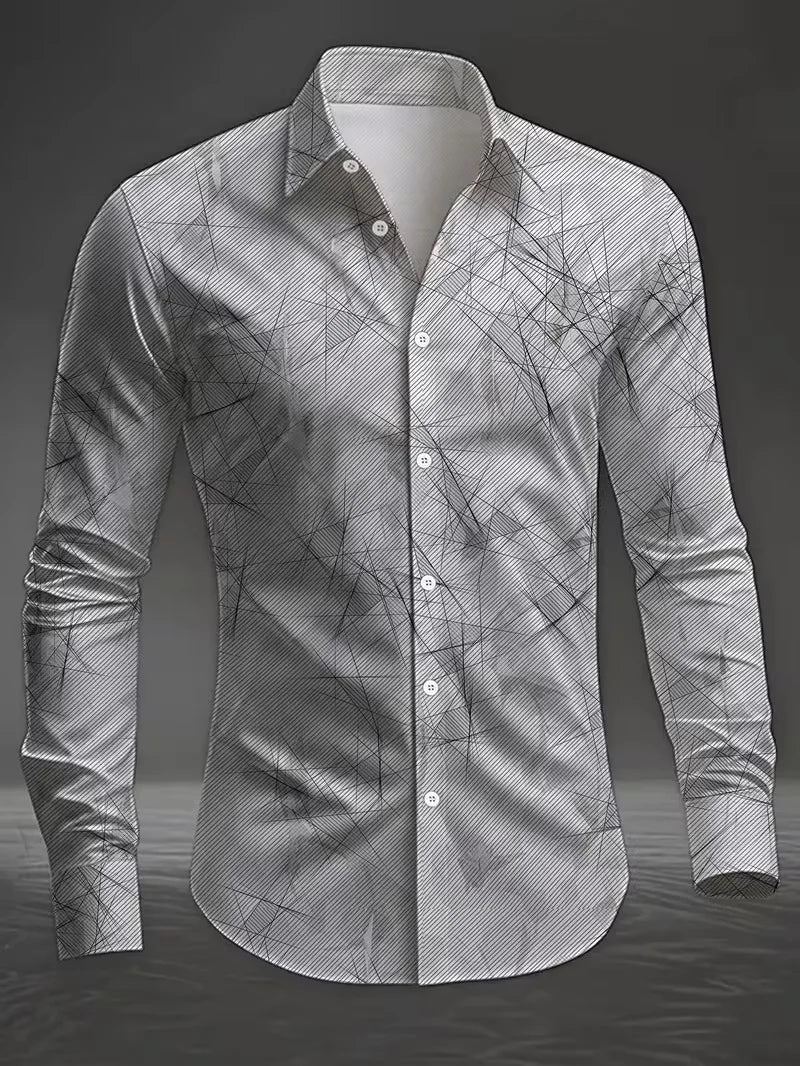 Men's Graphic Print Long-Sleeve Casual Shirt