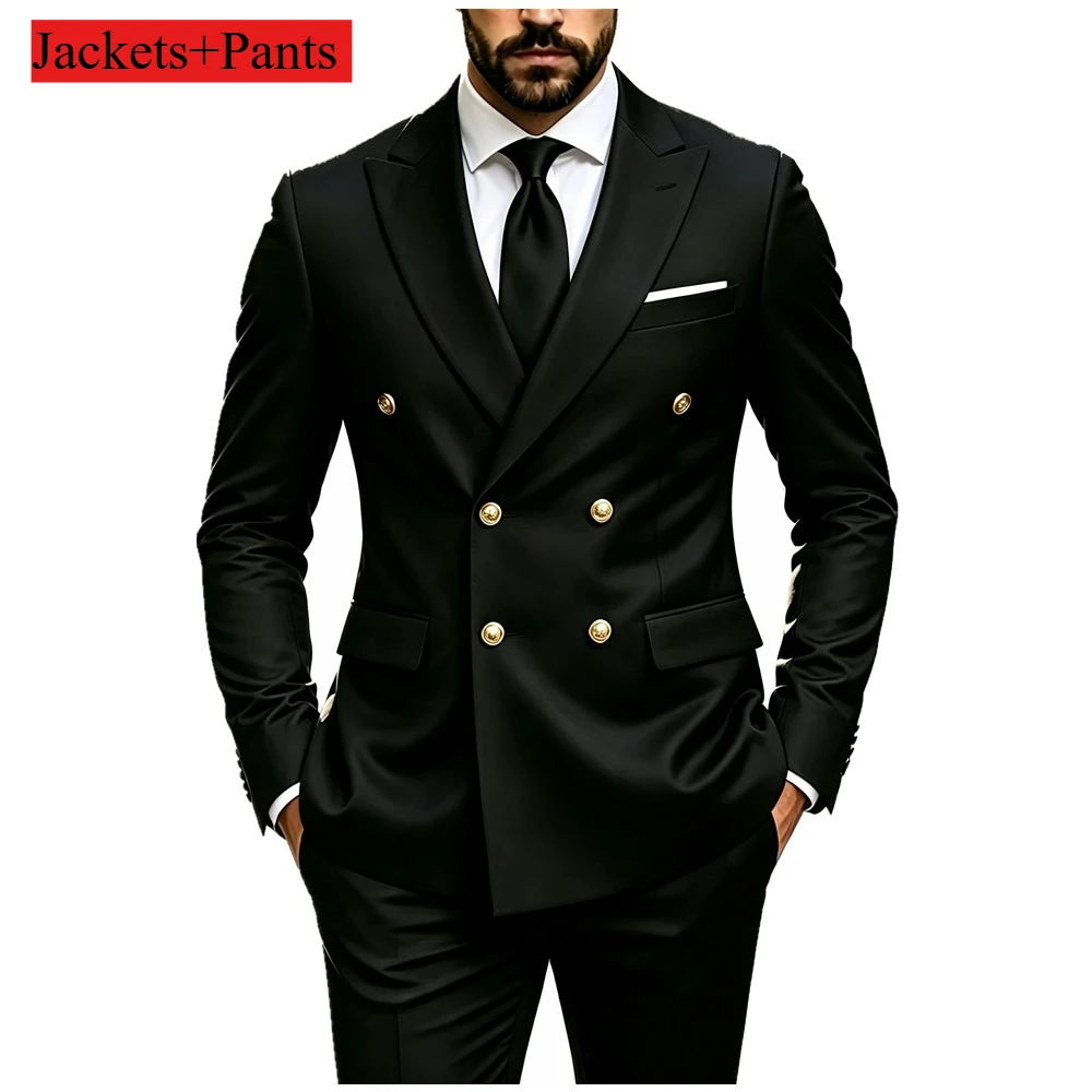 Men's Peak-Lapel Suit with Gold-Tone Buttons