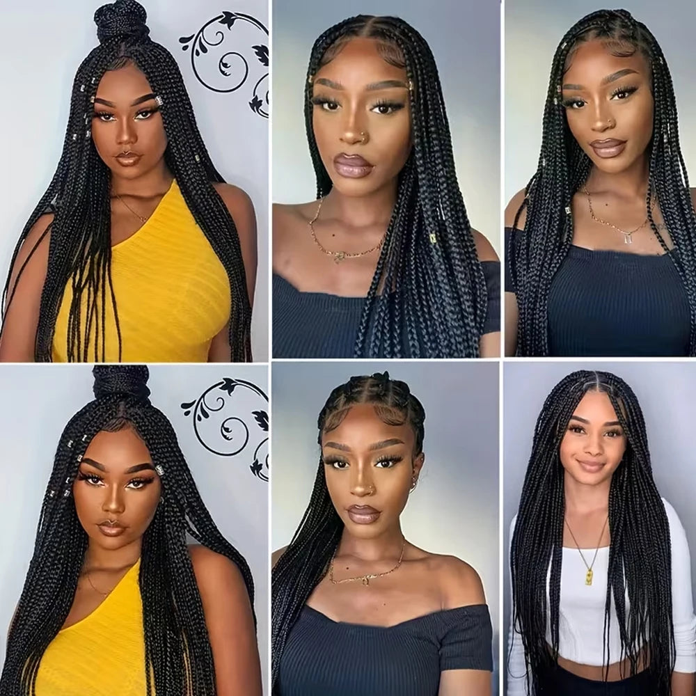 HD Full Lace Synthetic Afro Cornrow Braided Wig Knotless Box Braids - OSASCO