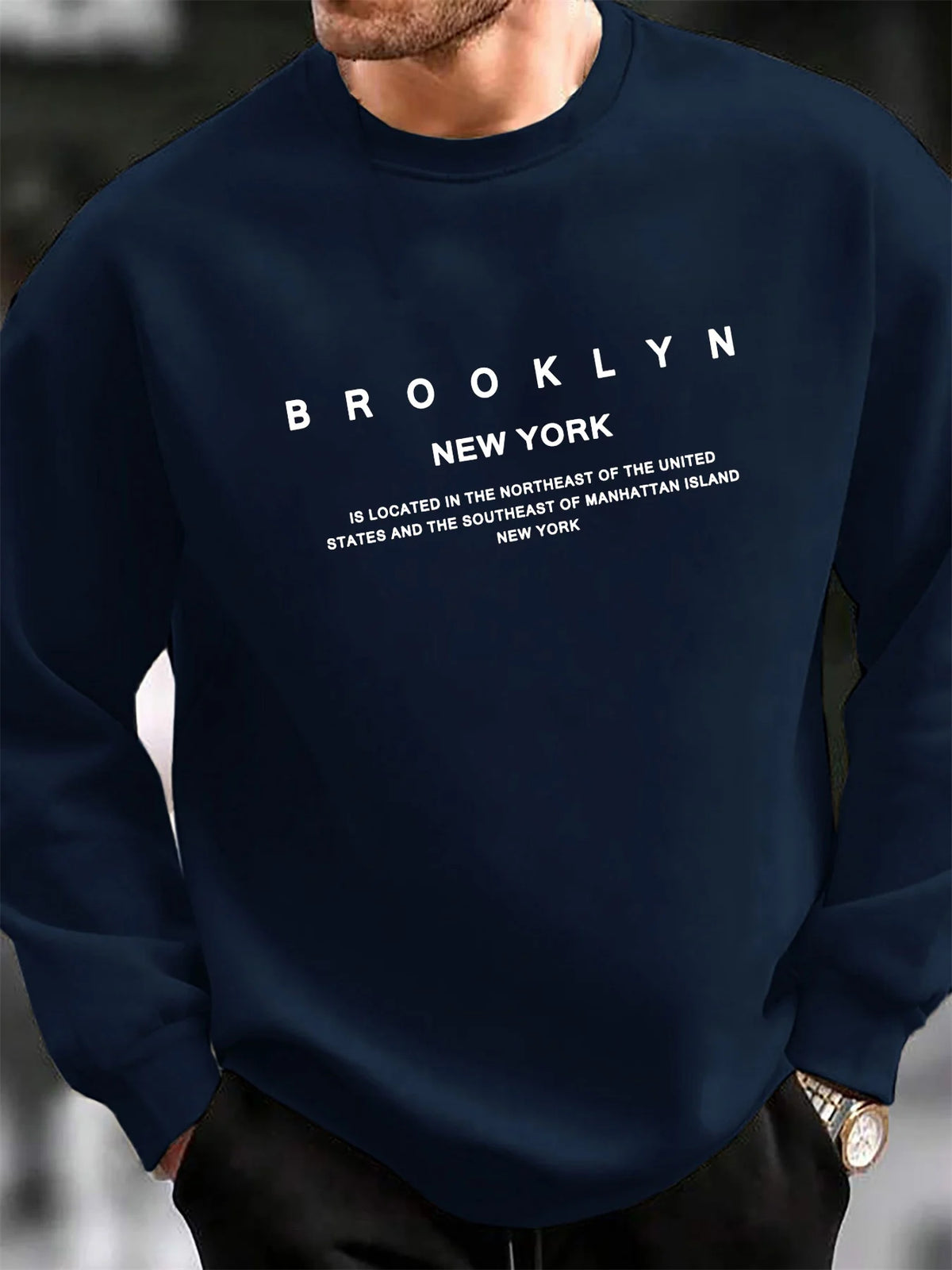 Men's Letter Print Crew-Neck Sweatshirt