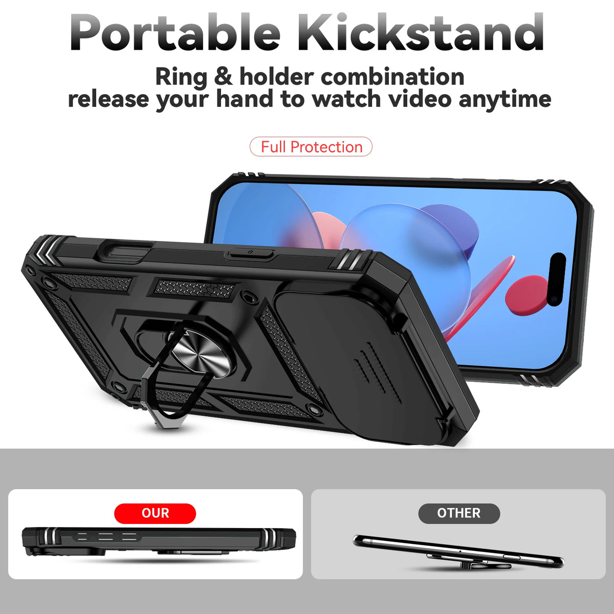 Kickstand Phone Case for iPhone 16 Plus, iPhone 16 Pro Max, iPhone 16, iPhone 17, iPhone Air, iPhone 17 Pro, iPhone 17 Pro Max, iPhone 16 Pro, iPhone 16e