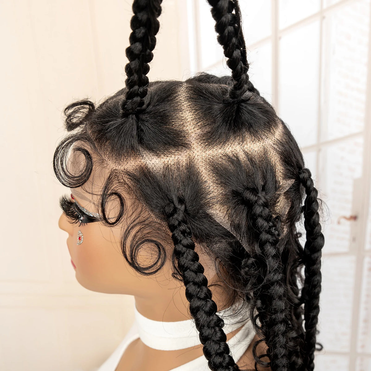 Women's Black Curly Synthetic Wig — product view